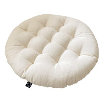 Seat Cushion, Round 40 cm, White, Cotton Cover, Polyester Filling, Indoor & Outdoor Use