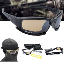 Tactical Sunglasses with 4 Lenses Kit for Shooting, Outdoor Sports & Hiking - Black Frame & Lenses