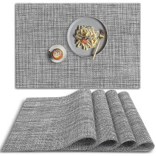 PVC-Tischsets, 4er-Set, grau, rutschfest, hitzebeständig, abwaschbar