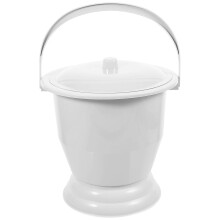 Tragbarer Toiletten-Kammer aus Kunststoff für Erwachsene und Senioren, grau mit Deckel, 24.5 cm