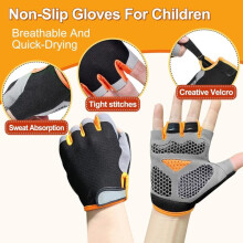 Gants de cyclisme enfant demi-doigts avec paume rembourrée, réduisant les frottements pour le vélo et le patinage, jaunes