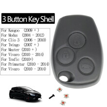 Carcasa de llave compatible con Renault Nissan Vauxhall - Sustituto 3 botones para Kangoo Modus Clio Twingo