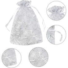 Sachets en organza 15 x 20 cm, lot de 50 sachets cadeaux à cordon pour cadeaux de mariage, emballage de bijoux et de confiseries