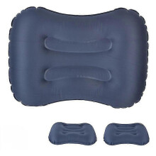 Oreiller de voyage gonflable pour soutien de la nuque, coussin appui-tête pliable et portable, gris et noir