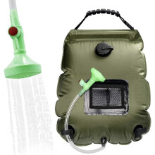 20-Liter-Solar-Duschsack für Camping, militärgrün, mit Temperaturanzeige und faltbarem Design