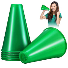 6 Pcs Green Plastic Cheer Megaphones 19.5x13x13cm Large Noise Makers for Sports Events Birthday Parties Outdoor Gatherings