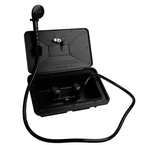 Exterior Shower Box for RV with Lockable Door and Acrylic Knobs, 1.8 GPM Flow