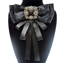 Rhinestone Ribbon Brooch for Women Wedding Party with Locking Pin
