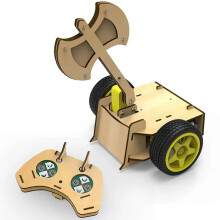 DIY Wooden Battle Robot Kit STEM Engineering Toy Remote Controlled Triple Motor for Kids Classroom Family and Club Activities