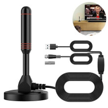 Digital TV Antenna with USB Power Supply, VHF UHF Reception, 1.5m Coaxial Cable for Home, Caravan, Boat