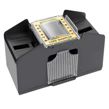 Automatic Card Shuffler 4 Decks Black Plastic Playing Card Mixer Sorter for Poker Bridge Games Home Party Christmas Use