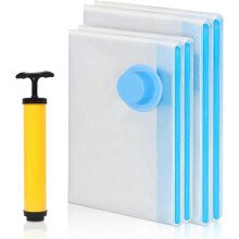Vacuum Storage Bags Set of 4 with Hand Pump, 2 Large & 2 Medium, Double Zipper for Space Saving