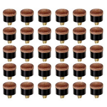 Billiard Pool Cue Screw-on Replacement Tips 30 Pcs 12mm Diameter 4.5mm Screw Red Leather Black Brown for Pool Snooker Cues
