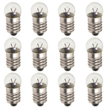 12 Pcs Transparent Glass Miniature Screw Base Light Bulbs 2.5V 0.3A for Physics Experiments Vintage Flashlights Educational Instruments