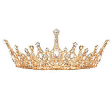 Bridal Crown Opal Rhinestone Baroque Tiara Gold Plated Alloy Prom Party Queen Headpiece for Women