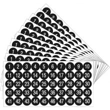 Consecutive Number Stickers 10 Sheets 1-50 1 Inch Vinyl Self-Adhesive Waterproof Labels for Indoor Outdoor Inventory Office Classroom Organisation