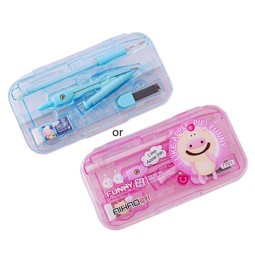Math Geometry Kit with Ruler, Protractor, Compass, Eraser and Pencil Lead Refill for Students