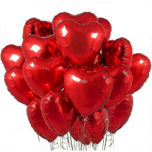Red Heart Shaped Aluminium Foil Balloons 20 Pack 18 Inch (45cm) Self Sealing Reusable for Valentines Birthdays Weddings Party Decorations