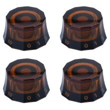 4 Pcs Acrylic Guitar Control Knobs Volume Tone Potentiometer Caps Compatible with Electric Guitar and Bass 6mm Hole Black Light Brown