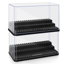 Minifiguren-Vitrine, 2er-Pack, stapelbar, transparent, staubdicht, Kunststoffbehälter, kompatibel mit Lego-Steinen und Sammlerfiguren