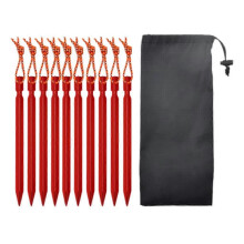 Paquete de 10 estacas resistentes para tiendas de campaña, aleación de aluminio 7001, 18 cm, diseño de tres lados para un agarre seguro al suelo.