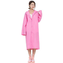 Pink Reusable EVA Waterproof Raincoat with Hood for Outdoor Activities Rainy Days