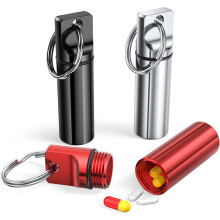 Pill Case Keychain, 3 Compartments with Seal for Secure Storage, Individual Key Rings for Organisation