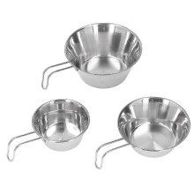 Stainless Steel Camping Bowl Set with Extended Handle, 3-Piece Portable Cookware for Outdoor Hiking Picnic