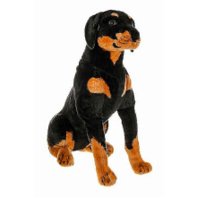 Rottweiler Teddy Bear 50cm Sitting Soft Plush Stuffed Animal with Stitched Nose Brown Eyes Weighted Filling for Children