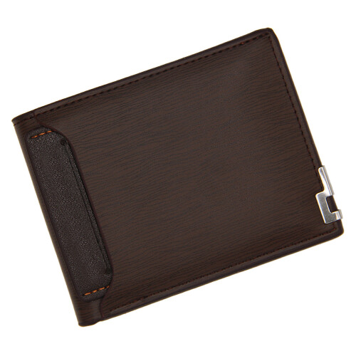Cartera abatible Iron Edge corta, multitarjetas marrón oscuro 1