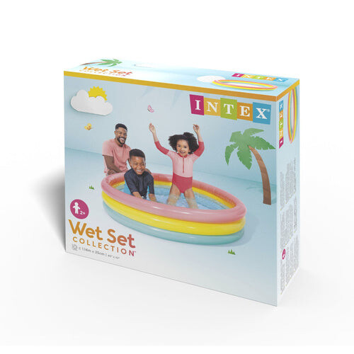Inflatable Kids Pool, 114x25 cm, Rainbow, 3 Rings 1