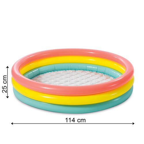 Inflatable Kids Pool, 114x25 cm, Rainbow, 3 Rings 2