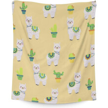 Llama Throw Blanket Yellow Soft Fuzzy 60x80 Inches