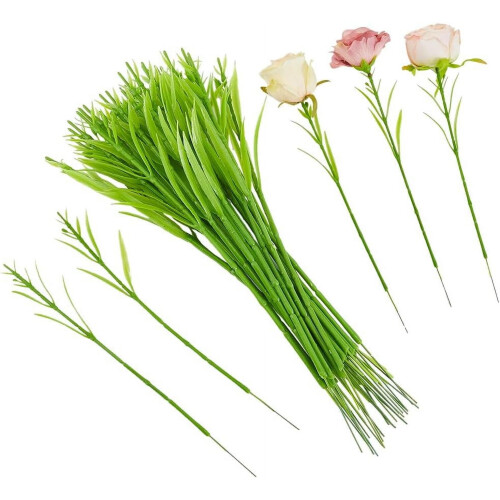 Blomstertrådsstængler med blade 30 stk.