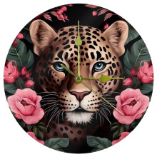 Väggklocka i akryl, rosa leopard, 30 cm