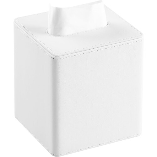 Capa quadrada para caixa de lenços de papel em couro PU com fecho magnético.