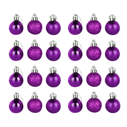 Kerstboomhanger plastic decoratiebal 3 cm 24 stuks
