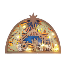 Houten kerststalornament als kersttafeldecoratie