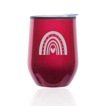 Taça de vinho sem haste Boho Rainbow com tampa, fúcsia
