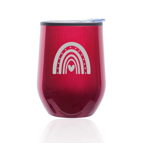 Boho Rainbow vinglas uden stilk med låg, fuchsia