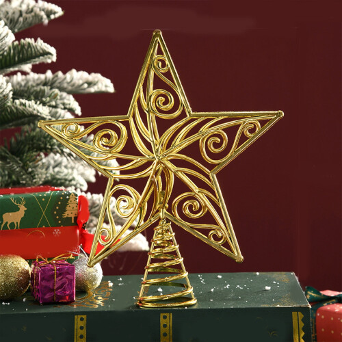 Étoile de Noël dorée à 5 branches avec lumières