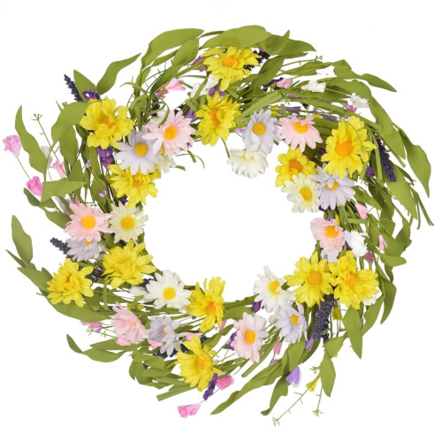 Guirlanda de margaridas artificiais para primavera/verão, 43 cm (17 polegadas)