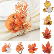 Ronds de serviette citrouille, décoration d'automne, 4 pièces
