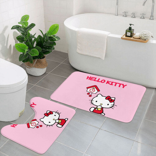 Ensemble de tapis de bain Hello Kitty – Antidérapant, absorbant,
