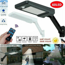 Straatverlichting op zonne-energie met 60 LED's en PIR-bewegingssensor