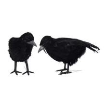 Lot de 2 corbeaux à plumes noires réalistes (décoration)