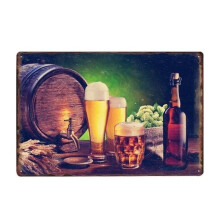 Plaque métallique vintage de bière, 20 x 30 cm
