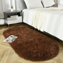 Pluche ovale hoogpolige mat 2,6' x 5,3' Koffie