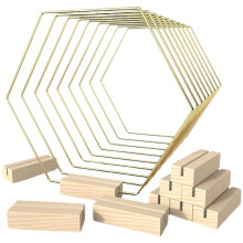 Golden Hexagonal Wreath Ring Frame Set of10