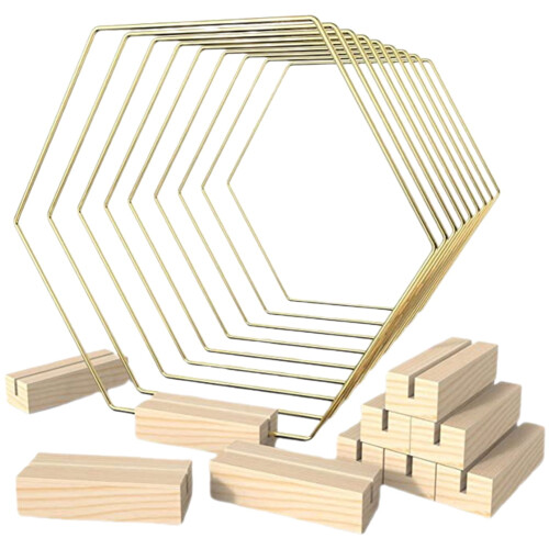 Golden Hexagonal Wreath Ring Frame Set of10